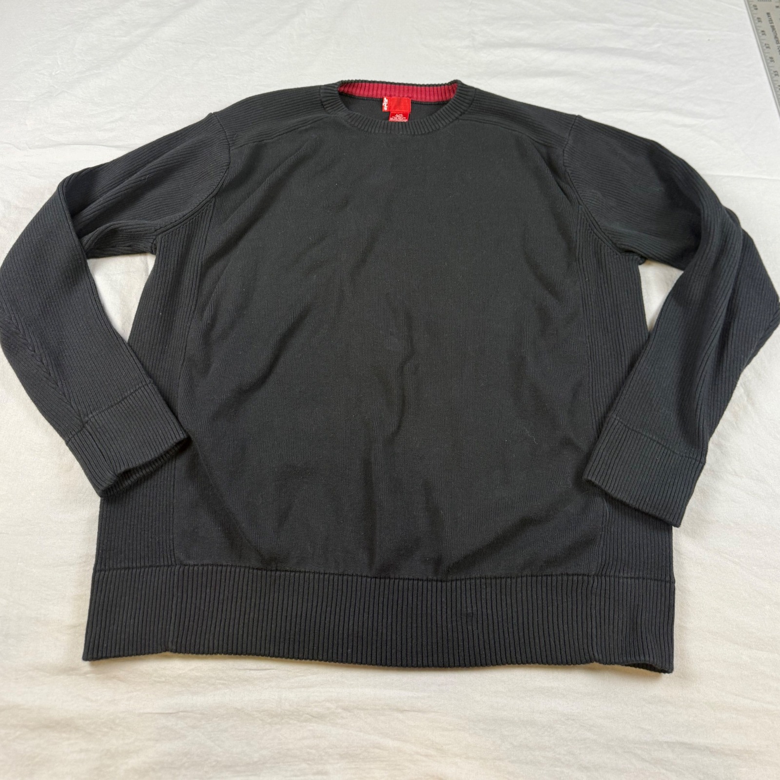 Levis Red Tag Mens Black Cotton Crewneck Sweater Ribbed Knit Large L Rn15610